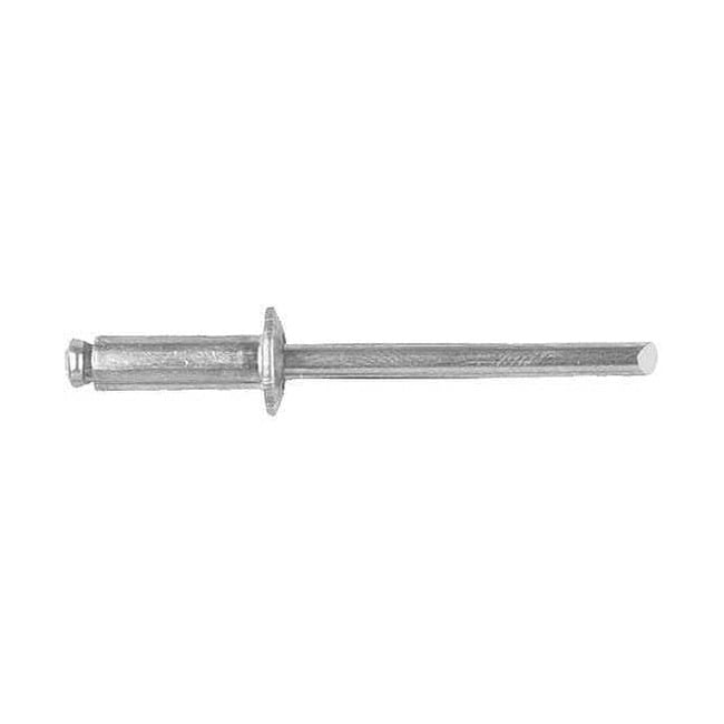 Blind Rivet, Dome Head, 3/16 in Dia., 17/32 in L, Aluminum Body, 100 PK 1901PK