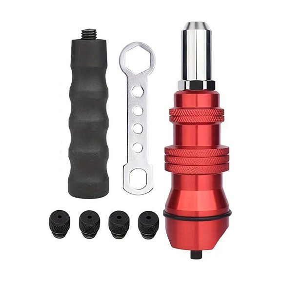 Blind Rivet Nut Tool, Metal, Red, 17.2x4.5cm, for Vehicle & DIY, Suitable for Various
