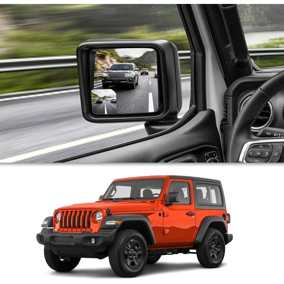 Blind Spot Mirror, 2 Side Mirror Blindspot Tool-free, Angle Adjustable Car Convex for Jeep Wrangler JL 2018-2025 Accessories
