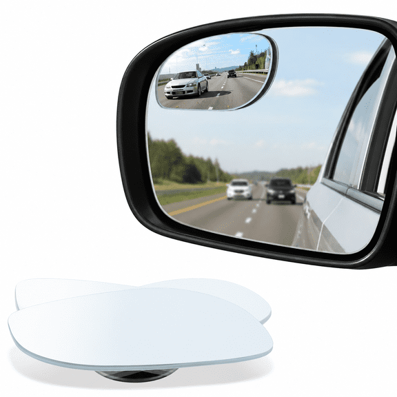 Blind Spot Mirrors 4 Pack, HD Glass Frameless Convex Rear View Mirror, Wide Angle Adjustable Stick-on Side Mirror for Car, SUV, Truck - Automotive Exterior Accessories