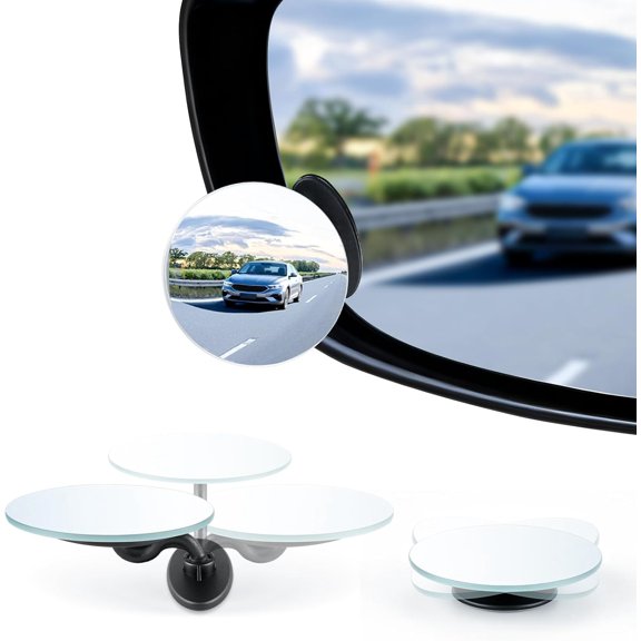 Blind Spot Mirrors for Cars - Round Frameless HD Glass, 360 Adjustable Convex Wide Angle Rear View Mirror Stickers for Car SUV Truck, 2 Pack, Easy Installation Exterior Side Mirror Accessories
