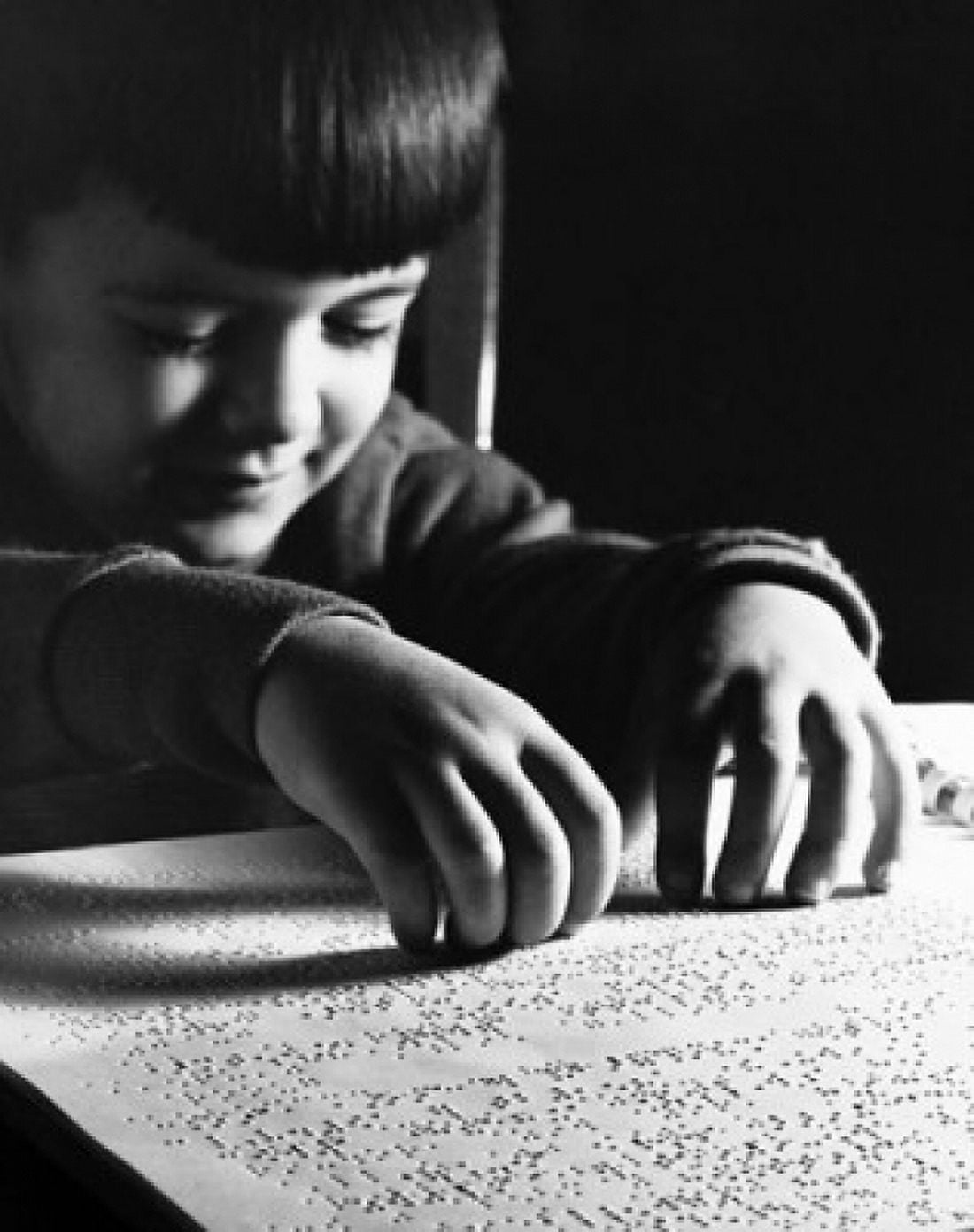 Blind boy reading Braille Canvas Art - (24 x 36)