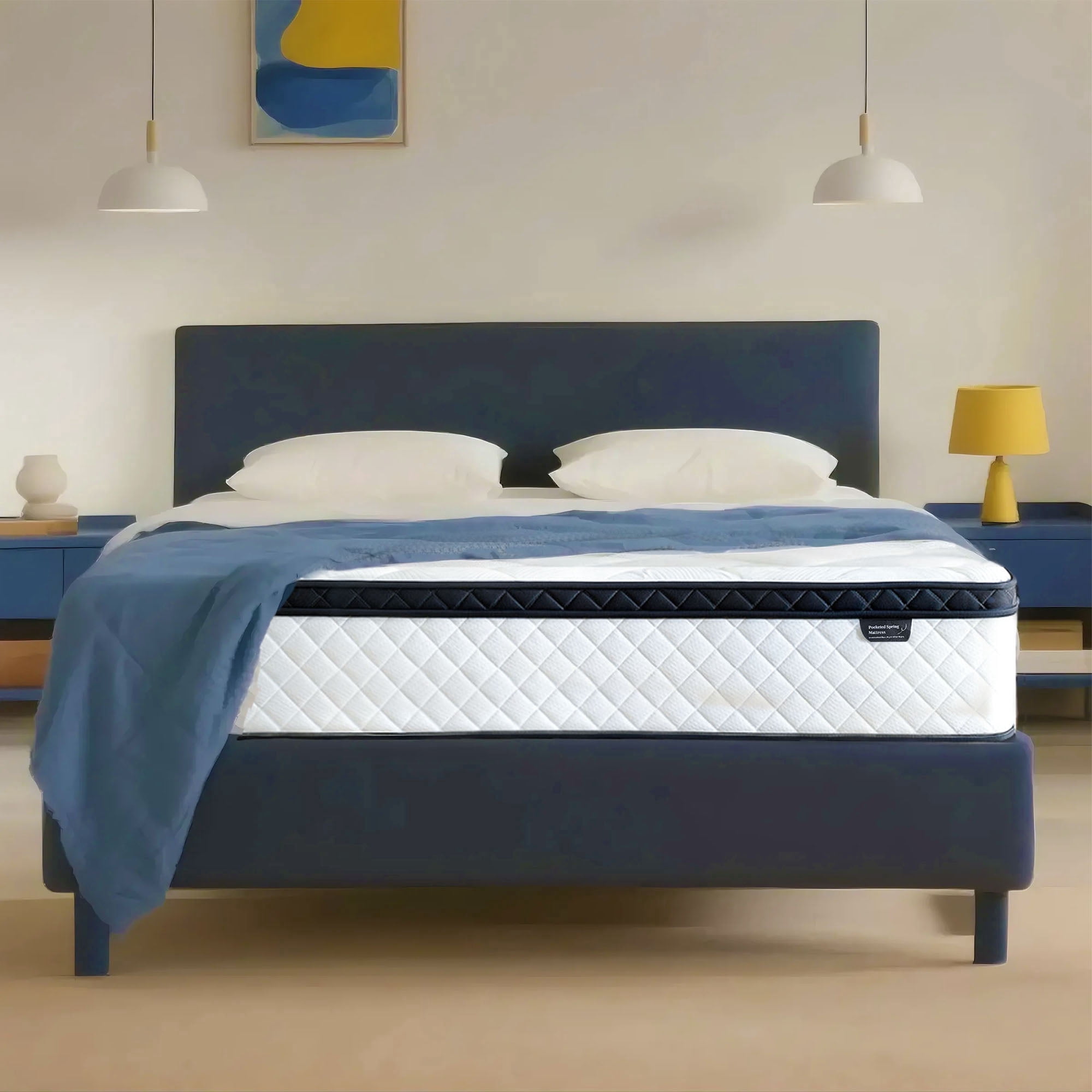 Blinddarm 12inch King Hybrid Mattress in a Box Memory Foam Mattress Medium Firm with Individual Pocket Spring, Upgrade Zoned Support