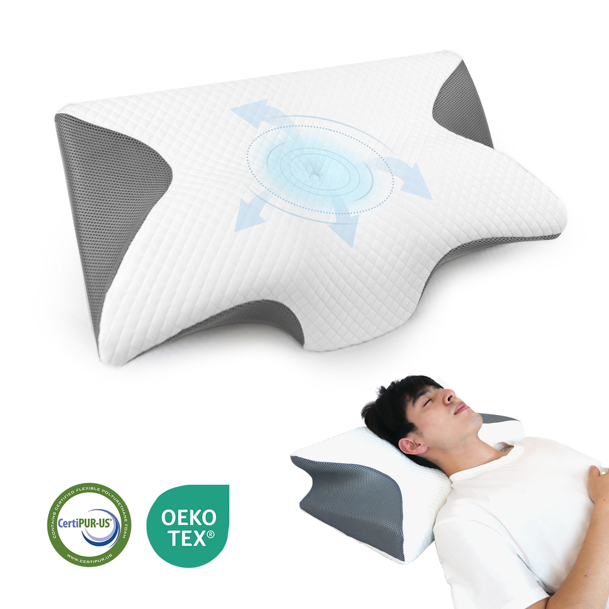 Blinddarm Cervical Pillow for Neck Pain Relief, Ergonomic Memory Foam Pillow Contour Bed Pillow for Side Back Sleepers, 1 Pack