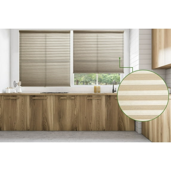 BlindsAvenue Cellular Honeycomb Cordless Shade, 9/16" Single Cell, Blackout, Designer Print Stone, Size: 68.5" W x 72" H