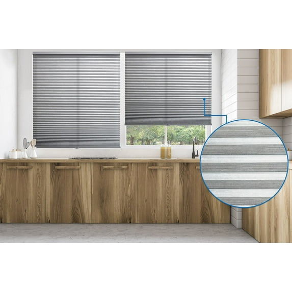 BlindsAvenue Cellular Honeycomb Cordless Shade, 9/16" Single Cell, Light Filtering, Designer Print Pebble, Size: 44" W x 48" H