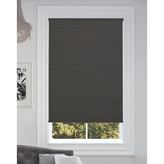 BlindsAvenue Cordless Blackout Cellular Honeycomb Shade, 9/16" Single Cell, Anthracite, Size: 61" W x 72" H