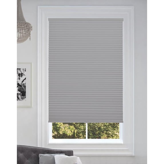BlindsAvenue Cordless Blackout Cellular Honeycomb Shade, 9/16" Single Cell, Gray Sheen, Size: 67" W x 72" H