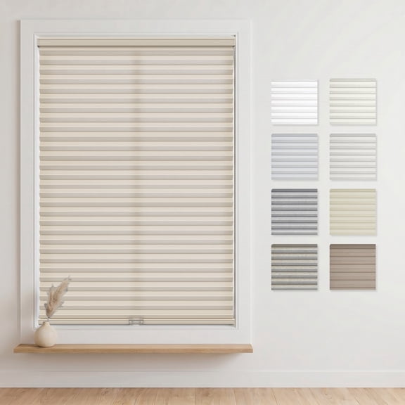 BlindsAvenue Cordless Cellular Shades, Light Filtering Honeycomb Blinds for Indoor Window, Thermal Insulation, Noise Reduction, Beige, 48"W x 48"H