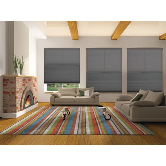 BlindsAvenue Cordless Day/Night Cellular Honeycomb Shade, 9/16" Single Cell, Anthracite, Size: 45" W x 48" H
