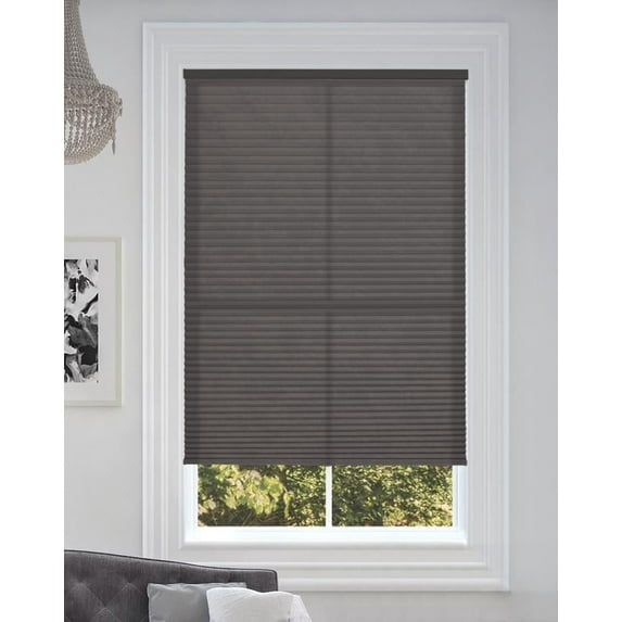 BlindsAvenue Cordless Light Filtering Cellular Honeycomb Shade, 9/16" Single Cell, Anthracite, Size: 34.5" W x 48" H