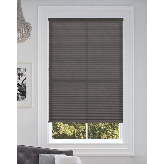 BlindsAvenue Cordless Light Filtering Cellular Honeycomb Shade, 9/16" Single Cell, Anthracite, Size: 38" W x 48" H