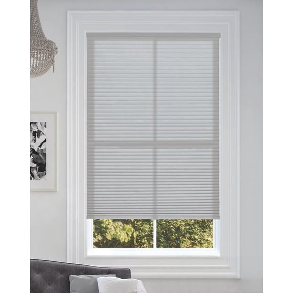 BlindsAvenue Cordless Light Filtering Cellular Honeycomb Shade, 9/16" Single Cell, Gray Sheen, Size: 53" W x 72" H