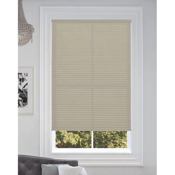 BlindsAvenue Cordless Light Filtering Cellular Honeycomb Shade, 9/16" Single Cell, Misty Gray, Size: 28" W x 48" H