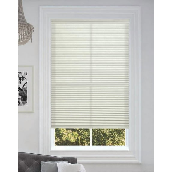 BlindsAvenue Cordless Light Filtering Cellular Honeycomb Shade, 9/16" Single Cell, Winter White, Size: 27.5" W x 72" H