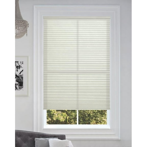 BlindsAvenue Cordless Light Filtering Cellular Honeycomb Shade, 9/16" Single Cell, Winter White, Size: 34.5" W x 72" H