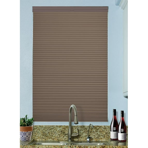 BlindsAvenue Cordless Top Down/Bottom Up Blackout Cellular Honeycomb Shade, 9/16" Single Cell, Warm Cocoa, Size: 28" W x 72" H