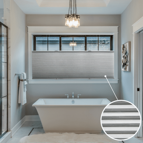 BlindsAvenue Cordless Top Down Bottom Up Cellular Honeycomb Shade, 9/16" Single Cell, Blackout, Designer Print Pebble, Size: 69" W x 72" H