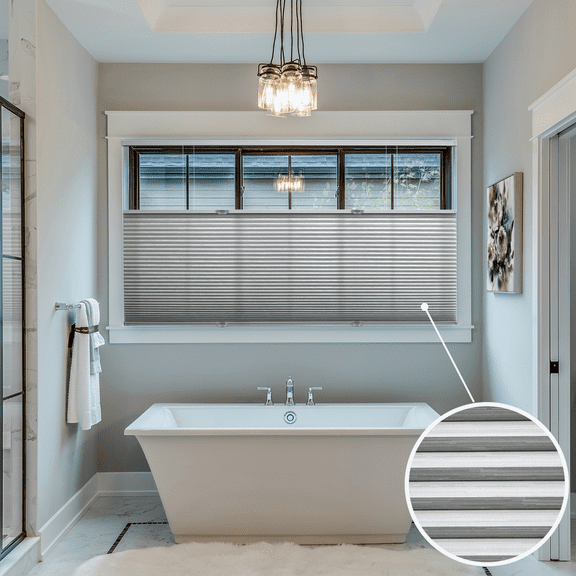 BlindsAvenue Cordless Top Down Bottom Up Cellular Honeycomb Shade, 9/16" Single Cell, Light Filtering, Designer Print Pebble, Size: 27" W x 48" H