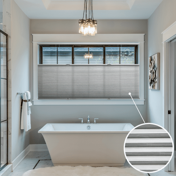 BlindsAvenue Cordless Top Down Bottom Up Cellular Honeycomb Shade, 9/16" Single Cell, Light Filtering, Designer Print Pebble, Size: 53" W x 72" H