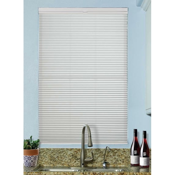 BlindsAvenue Cordless Top Down/Bottom Up Light Filtering Cellular Honeycomb Shade, 9/16" Single Cell, Winter White, Size: 72" W x 72" H