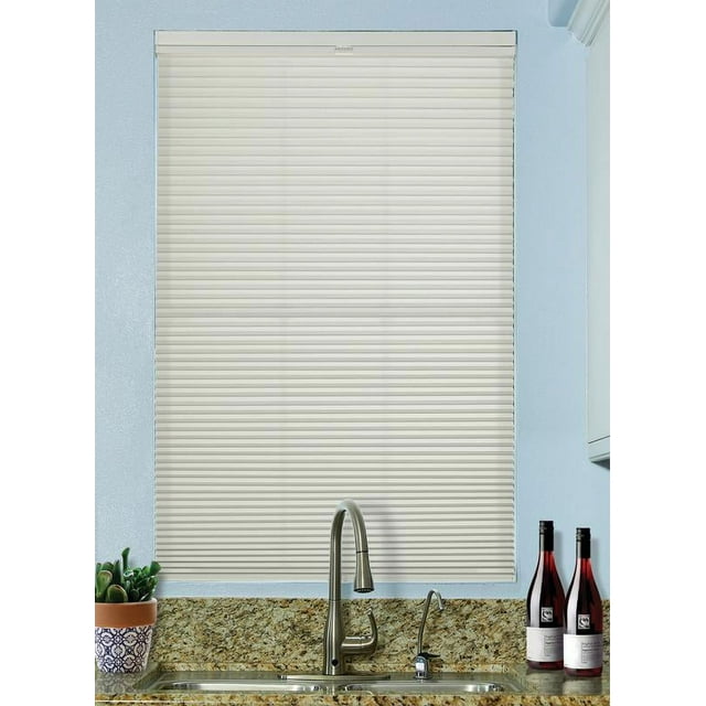BlindsAvenue Cordless Top Down/Bottom Up Light Filtering Cellular Honeycomb Shade, 9/16" Single Cell, Winter White, Size: 66.5" W x 48" H