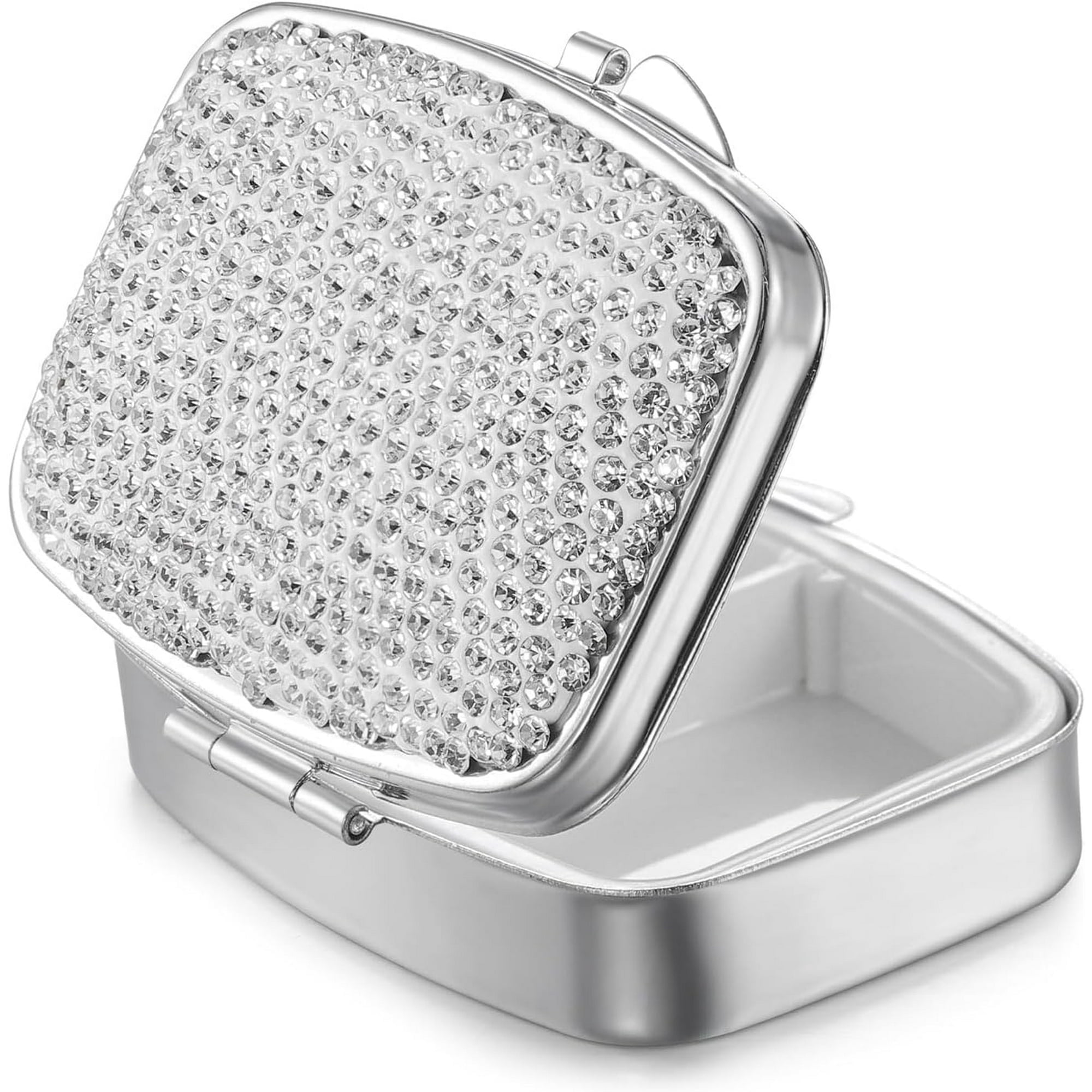 Bling 2 Compartment Pill Case Crystal Diamond Medicine Planner Pill ...