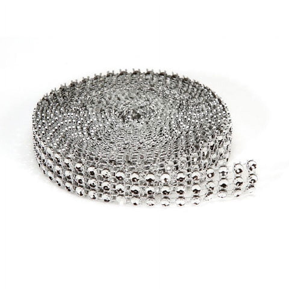 Mesh Silver Ribon Bling 3Line Mesh Ribbon Silver 4Mmx3Yd Packaged - Walmart.com