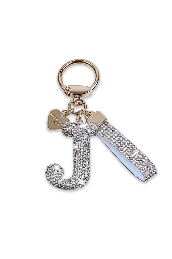 Bling Alphabet Keychain for Women Girls - Alloy Initial Letter (A-Z) Keychain with Sparkly Rhinestones, Cute Keychain Charms