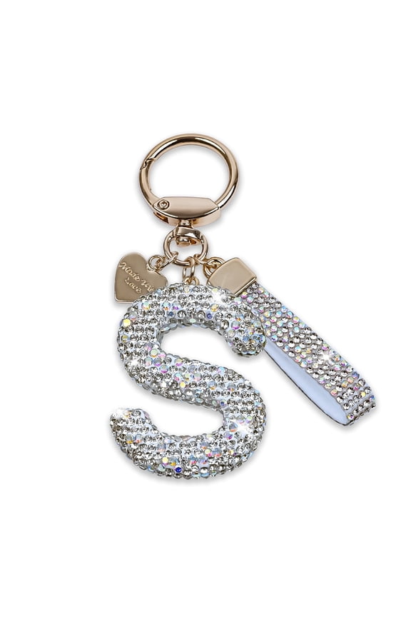 Bling Alphabet Keychain for Women Girls - Alloy Initial Letter (A-Z) Keychain with Sparkly Rhinestones, Cute Keychain Charms