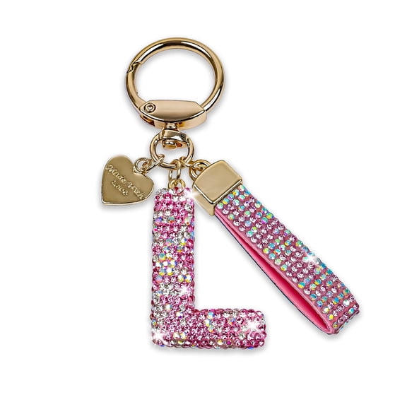 Bling Alphabet Keychain for Women Girls - Alloy Initial Letter (A-Z) Keychain with Sparkly Rhinestones, Cute Keychain Charms