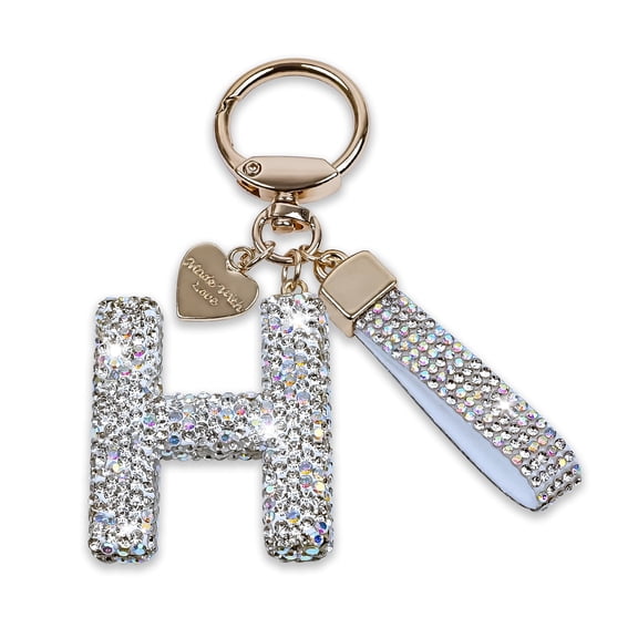 Bling Alphabet Keychain for Women Girls - Alloy Initial Letter (A-Z) Keychain with Sparkly Rhinestones, Cute Keychain Charms