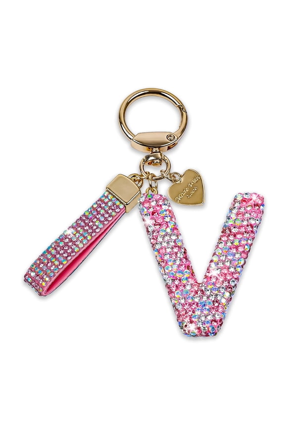 Bling Alphabet Keychain for Women Girls - Alloy Initial Letter (A-Z) Keychain with Sparkly Rhinestones, Cute Keychain Charms