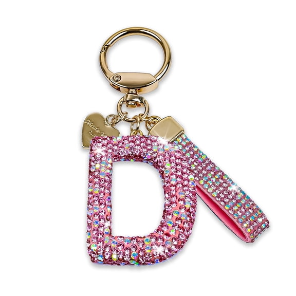 Bling Alphabet Keychain for Women Girls - Alloy Initial Letter (A-Z) Keychain with Sparkly Rhinestones, Cute Keychain Charms
