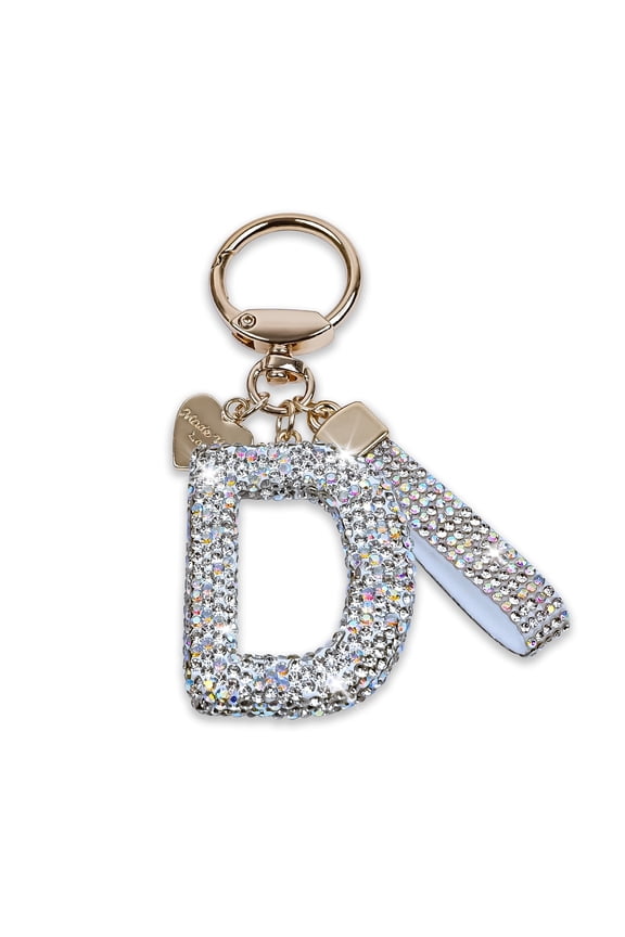 Bling Alphabet Keychain for Women Girls - Alloy Initial Letter (A-Z) Keychain with Sparkly Rhinestones, Cute Keychain Charms