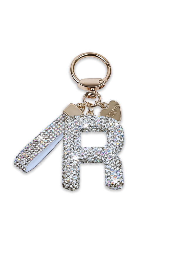 Bling Alphabet Keychain for Women Girls - Alloy Initial Letter (A-Z) Keychain with Sparkly Rhinestones, Cute Keychain Charms