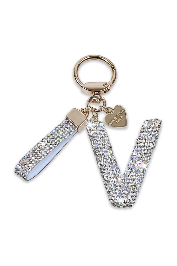 Bling Alphabet Keychain for Women Girls - Alloy Initial Letter (A-Z) Keychain with Sparkly Rhinestones, Cute Keychain Charms