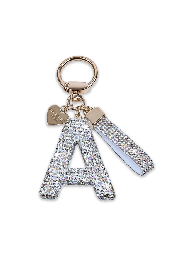 Bling Alphabet Keychain for Women Girls - Alloy Initial Letter (A-Z) Keychain with Sparkly Rhinestones, Cute Keychain Charms