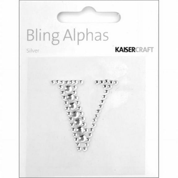 Bling Alphas Self-Adhesive Rhinestone Letter 1.375"-Silver Crystal - V