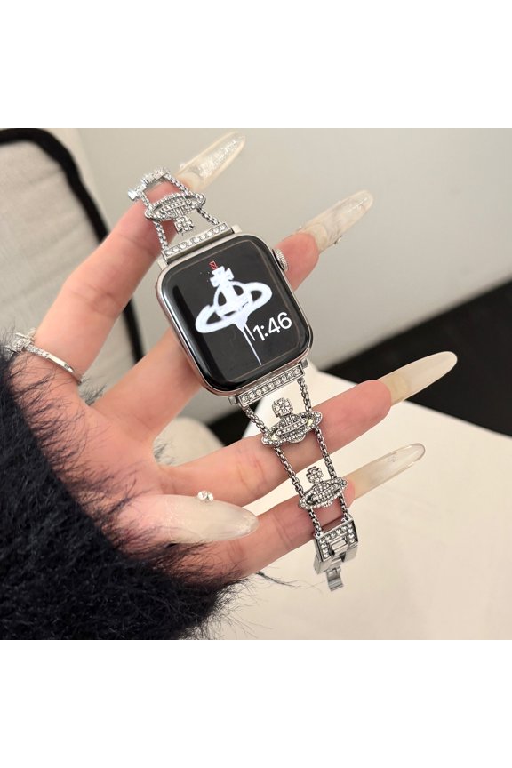 Bling Band for Apple Watch 38/40/41/42mm(Series 10), Luxury Diamond Metal Chain Bracelet for iWatch Series 10 9 8 7 SE 6 5 4 3 2 1, Elegant Jewelry Wristband for Women, Starlight