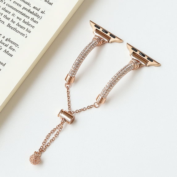 Bling Band and Case Compatible with Apple Watch Band 38mm 40mm 41mm 42mm 44mm 45mm, Women Dressy Metal Bracelet with Rhinestone Bumper for iWatch Series 9/8/7/SE/6/5/4/3/2/1,Rosegold