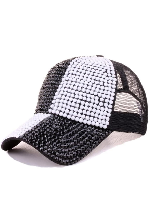 Bling Baseball Hats, Women Studded Rhinestone Crystals Adjustable Baseball Cap Sparkle Bling Denim Sun Hat Peaked Cap