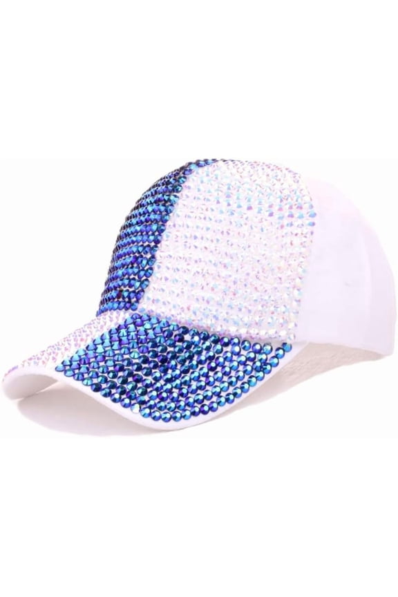 Bling Baseball Hats, Women Studded Rhinestone Crystals Adjustable Baseball Cap Sparkle Bling Denim Sun Hat Peaked Cap