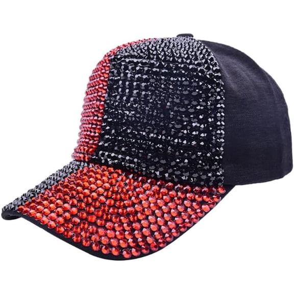 Bling Baseball Hats, Women Studded Rhinestone Crystals Adjustable Baseball Cap Sparkle Bling Denim Sun Hat Peaked Cap