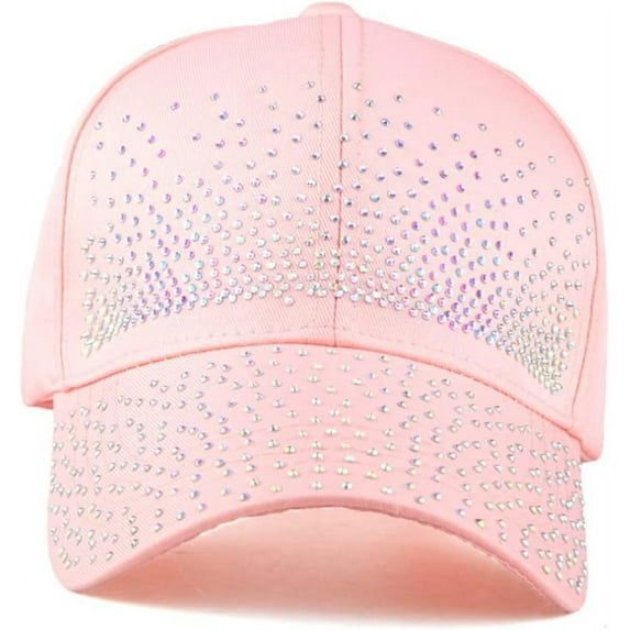 Bling Baseball Hats, Women Studded Rhinestone Crystals Adjustable Baseball Cap Sparkle Bling Denim Sun Hat Peaked Cap