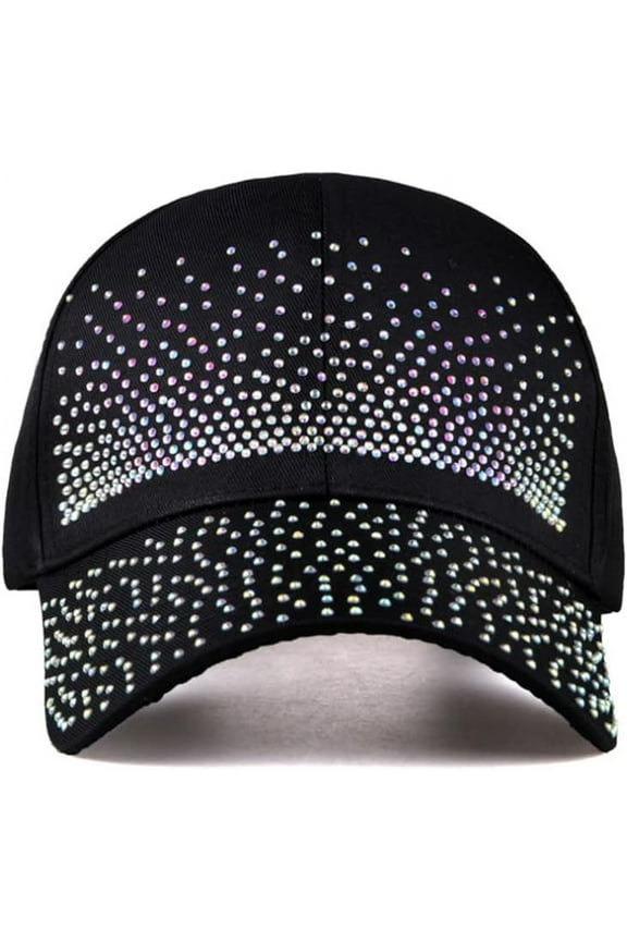 Bling Baseball Hats, Women Studded Rhinestone Crystals Adjustable Baseball Cap Sparkle Bling Denim Sun Hat Peaked Cap