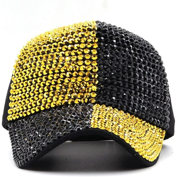 Bling Baseball Hats, Women Studded Rhinestone Crystals Adjustable Baseball Cap Sparkle Bling Denim Sun Hat Peaked Cap