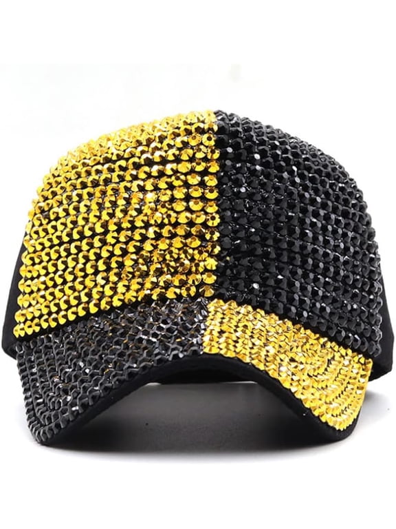 Bling Baseball Hats, Women Studded Rhinestone Crystals Adjustable Baseball Cap Sparkle Bling Denim Sun Hat Peaked Cap