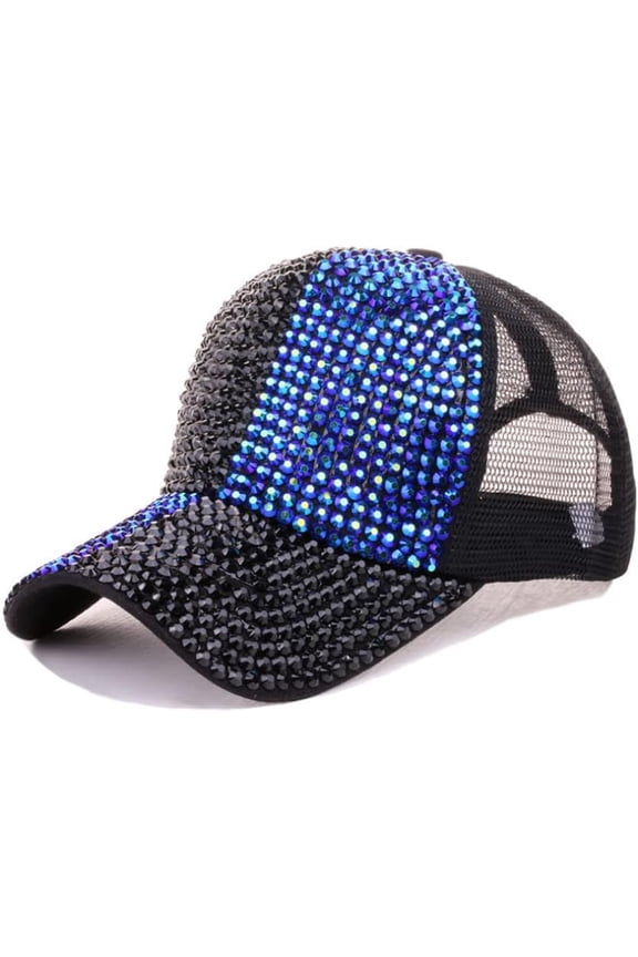 Bling Baseball Hats, Women Studded Rhinestone Crystals Adjustable Baseball Cap Sparkle Bling Denim Sun Hat Peaked Cap