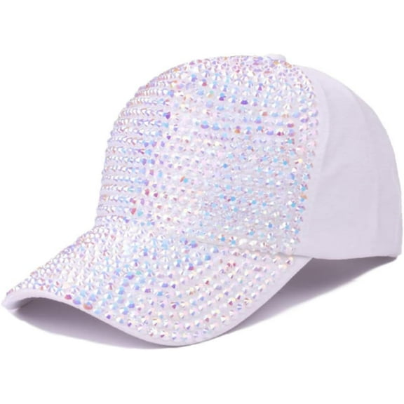 Bling Baseball Hats, Women Studded Rhinestone Crystals Adjustable Baseball Cap Sparkle Bling Denim Sun Hat